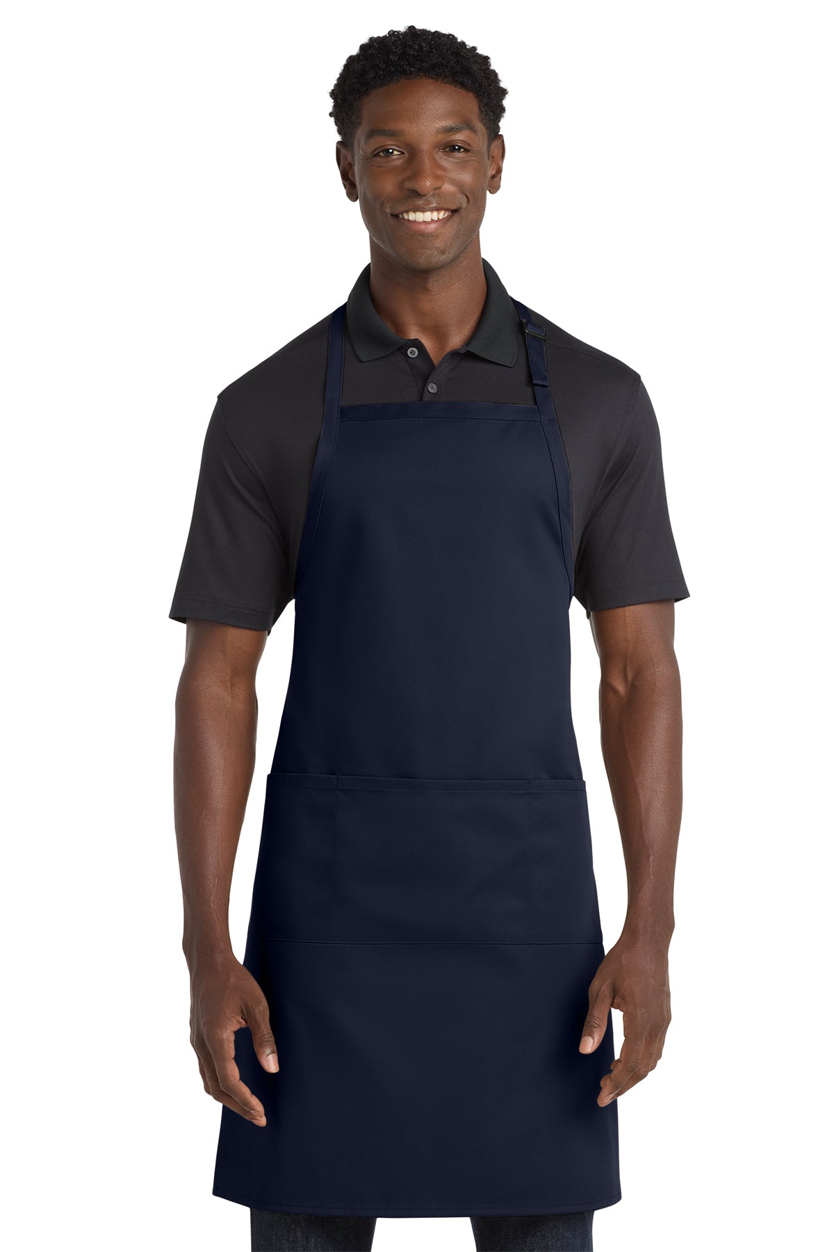 Port Authority Easy Care Extra Long Bib Apron with Stain Release in navy