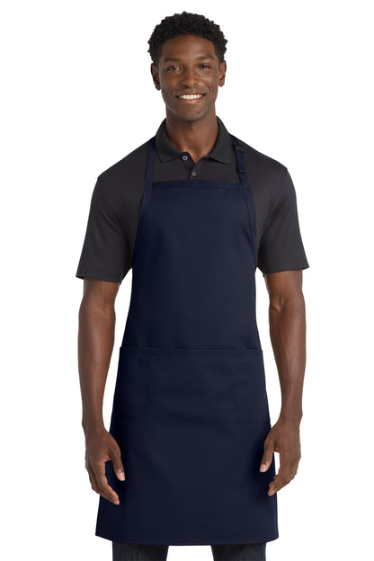 Port Authority Easy Care Extra Long Bib Apron with Stain Release in navy