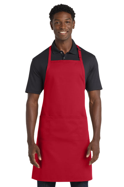 Port Authority Easy Care Extra Long Bib Apron with Stain Release in red