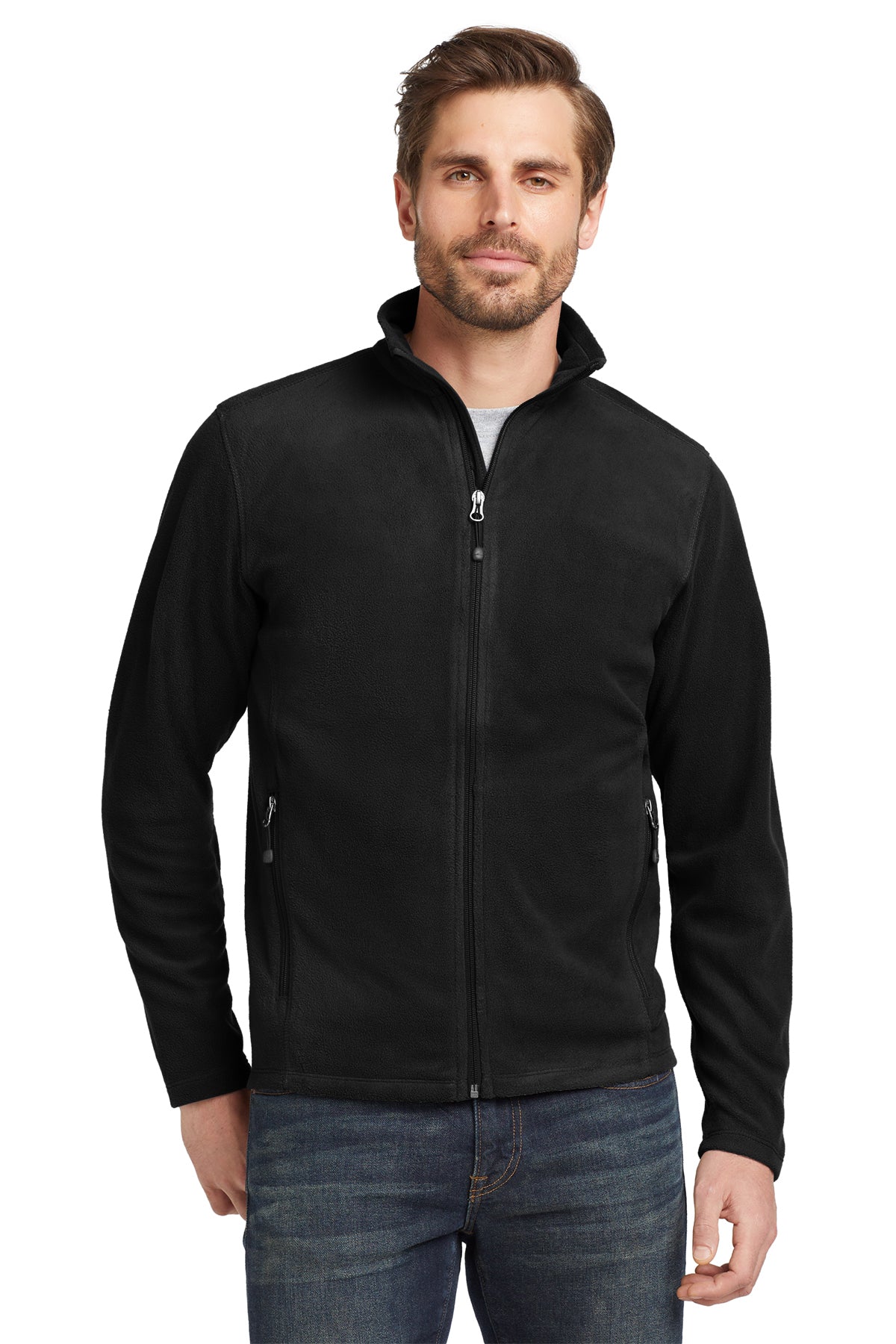 Eddie Bauer Full-Zip Microfleece Jacket in Black, style EB224