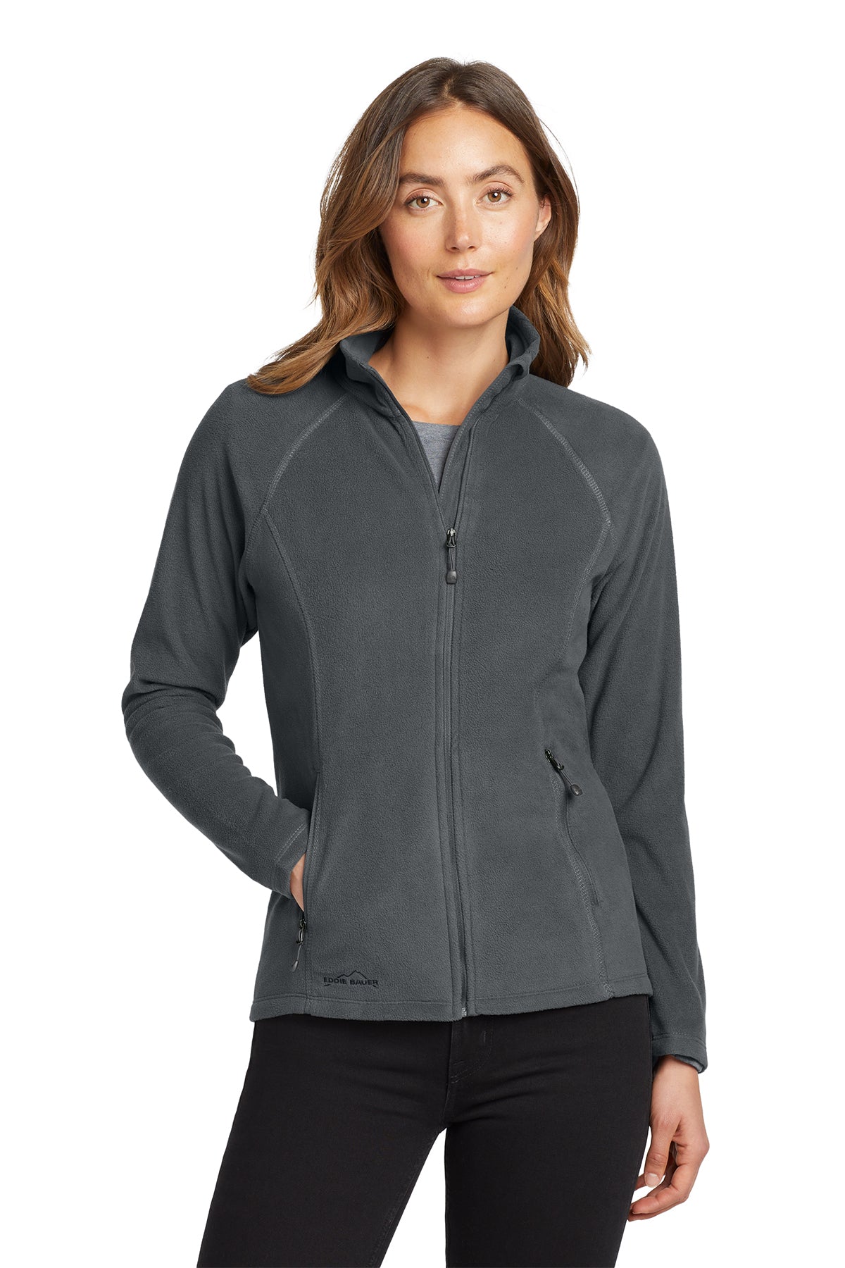 Eddie Bauer Women's Full-Zip Microfleece Jacket in Grey Steel, style EB225