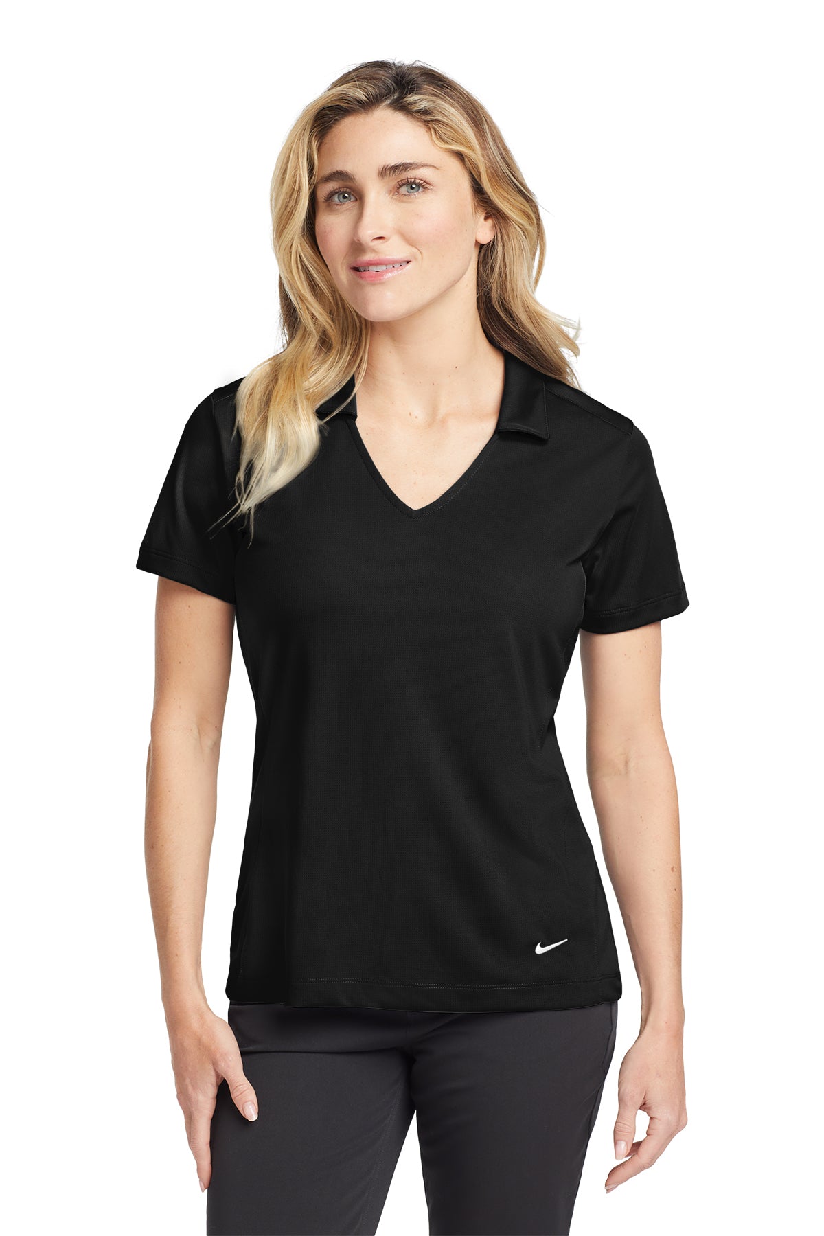 Nike Women's Dri-FIT Vertical Mesh Polo in Black, style 637165
