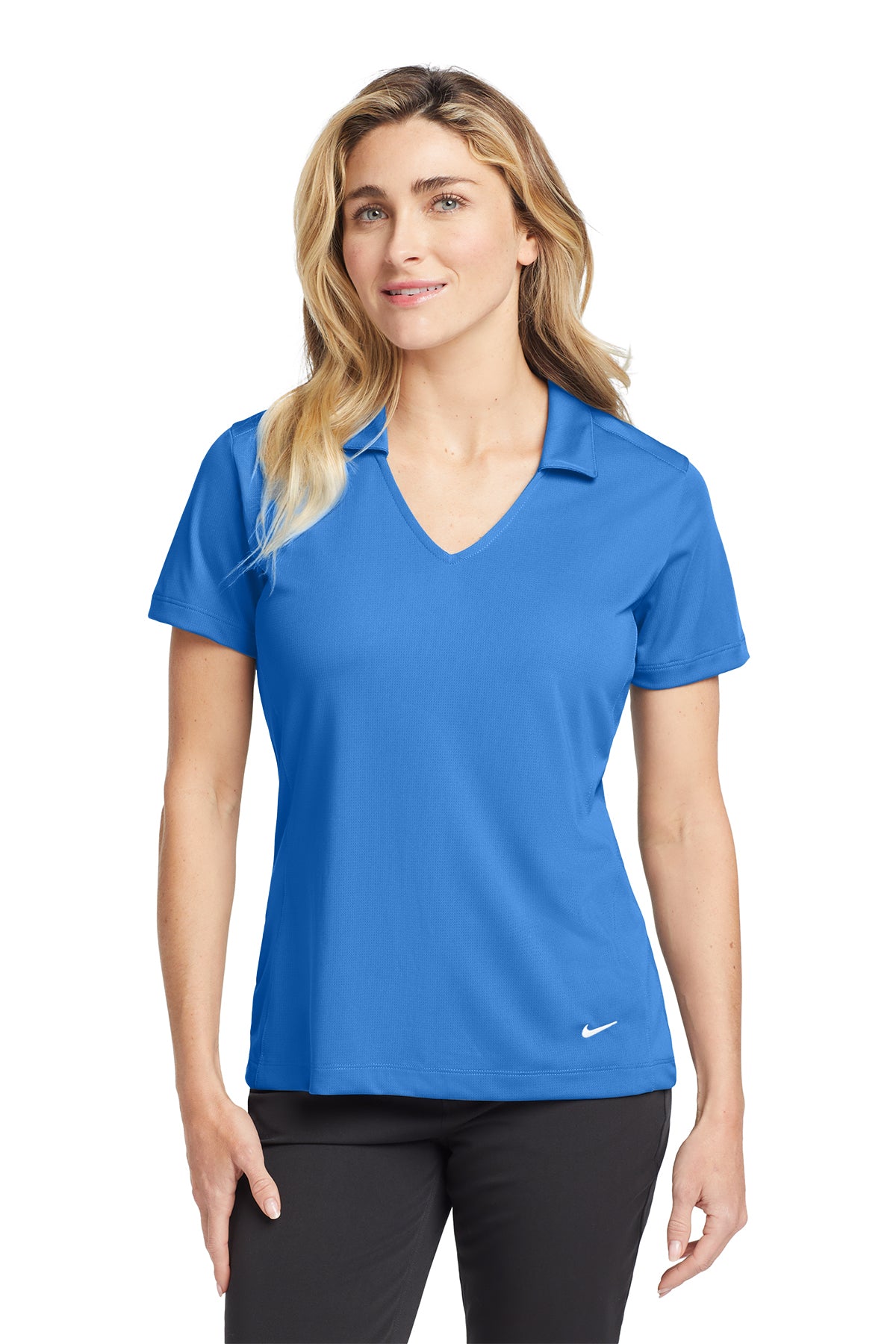 Nike Women's Dri-FIT Vertical Mesh Polo in Brisk Blue, style 637165