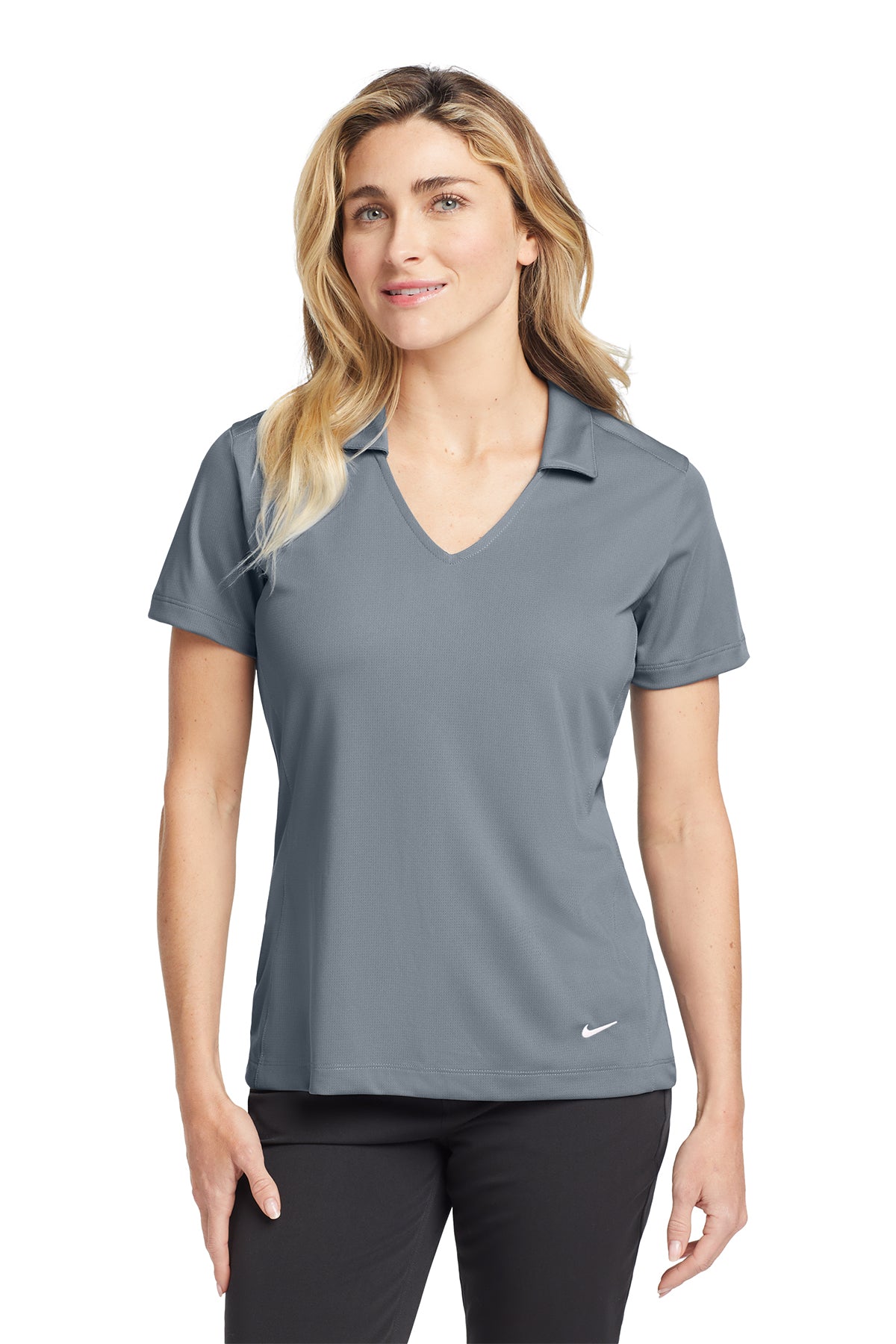 Nike Women's Dri-FIT Vertical Mesh Polo in Cool Grey, style 637165