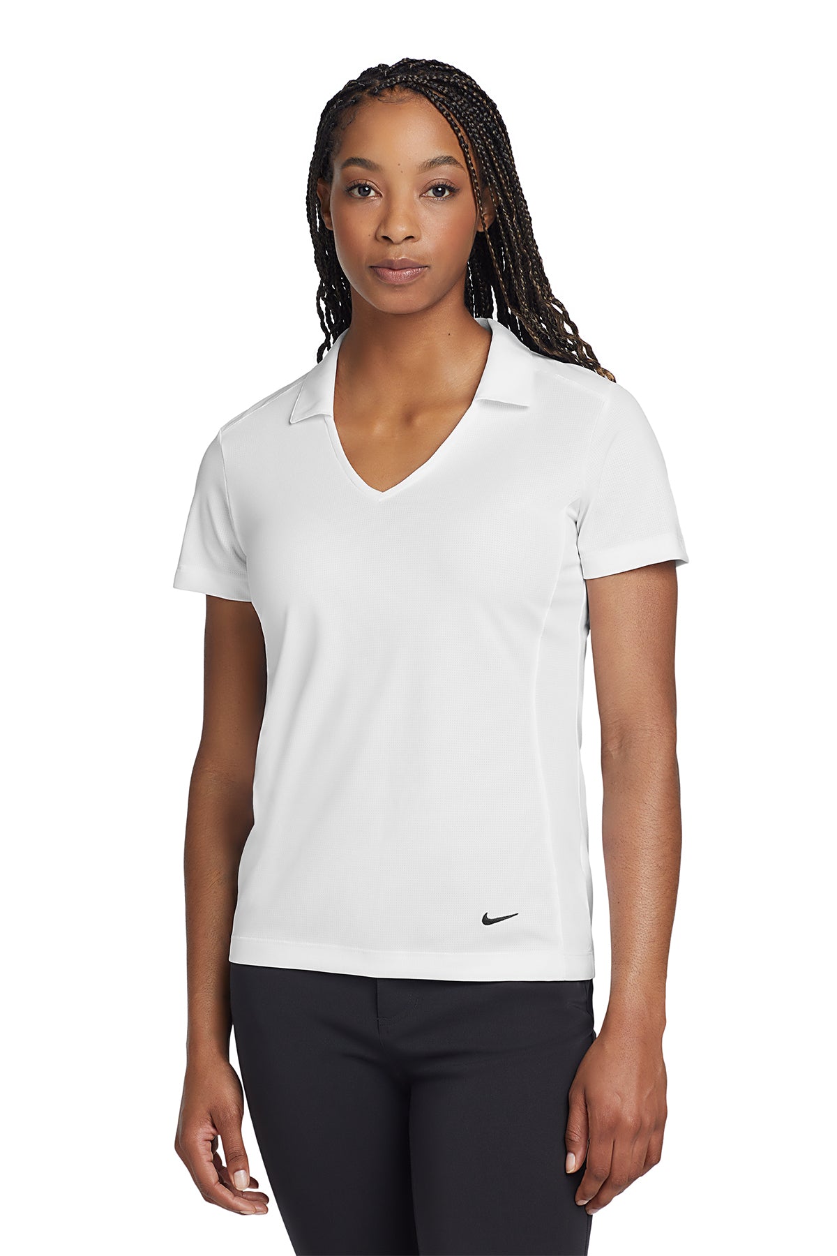 Nike Women's Dri-FIT Vertical Mesh Polo in White, style 637165