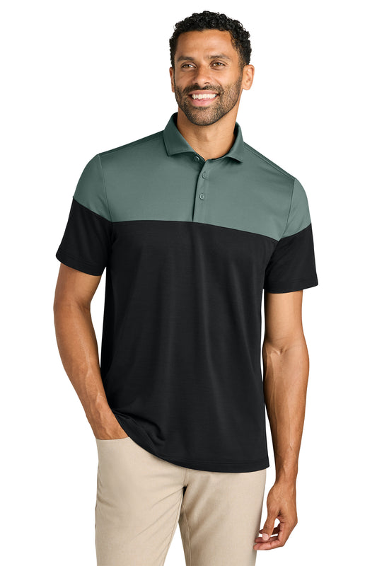 TravisMathew Onward Colorblock Polo in Balsam Green/ Black, style TMA42774