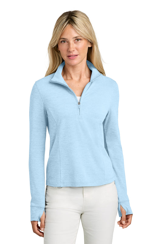 TravisMathew Women’s Onward 1/2-Zip in Airy Blue Heather, style TMA42778