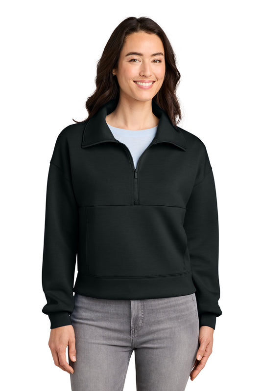 TravisMathew Women’s Momentum Shift 1/2-Zip in Black, style TMA42219