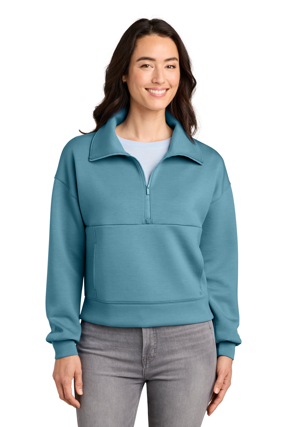 TravisMathew Women’s Momentum Shift 1/2-Zip in Copen Blue, style TMA42219