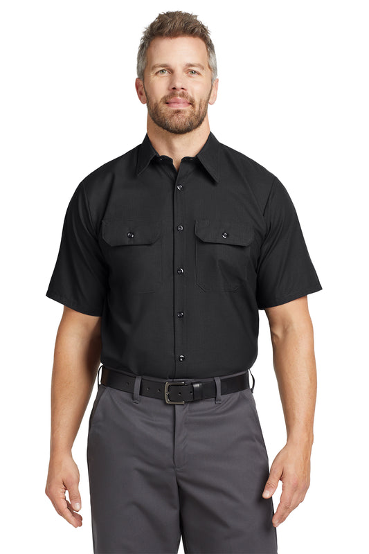 Red Kap Short Sleeve Solid Ripstop Shirt SY60 in Black