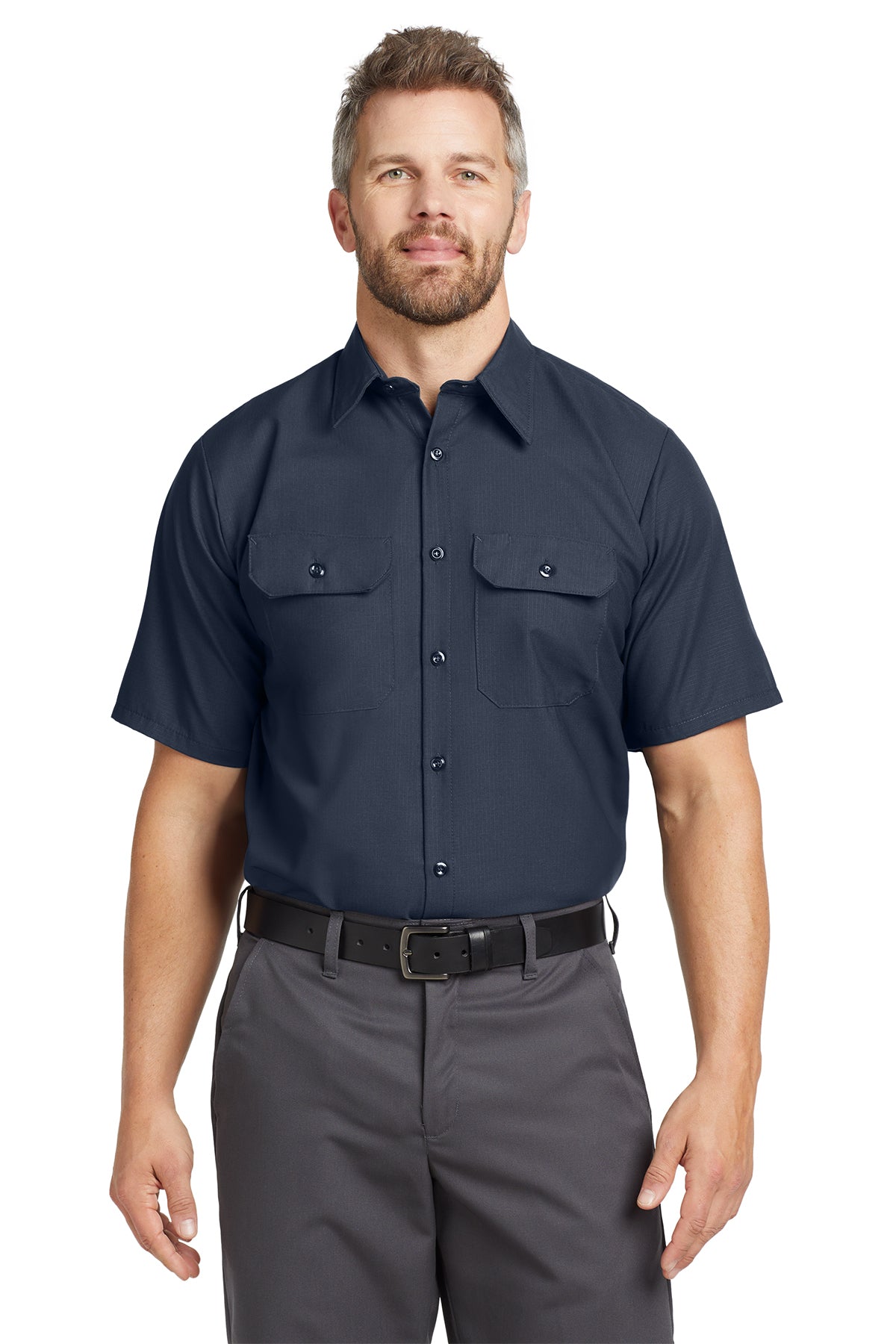 Red Kap Short Sleeve Solid Ripstop Shirt SY60 in Navy