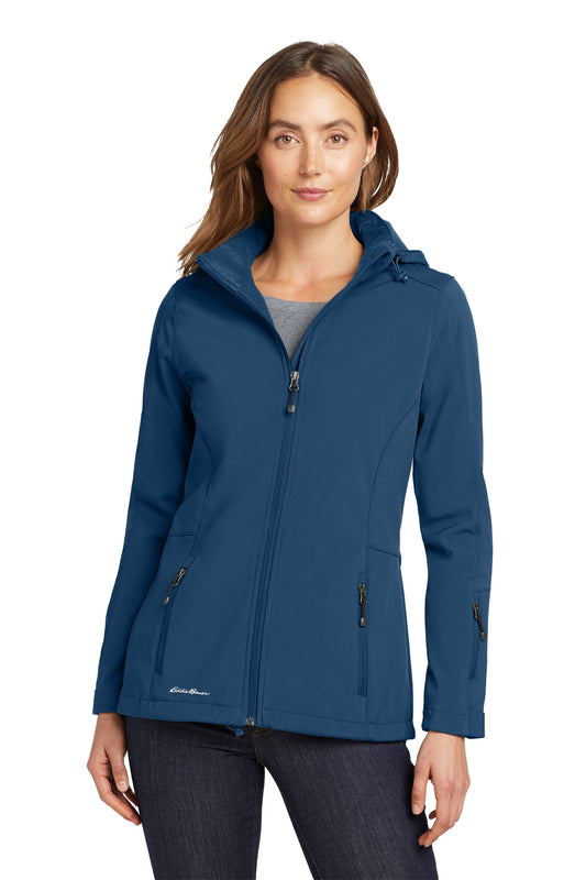 Eddie Bauer Women's Hooded Soft Shell Parka in Admiral Blue, style EB537
