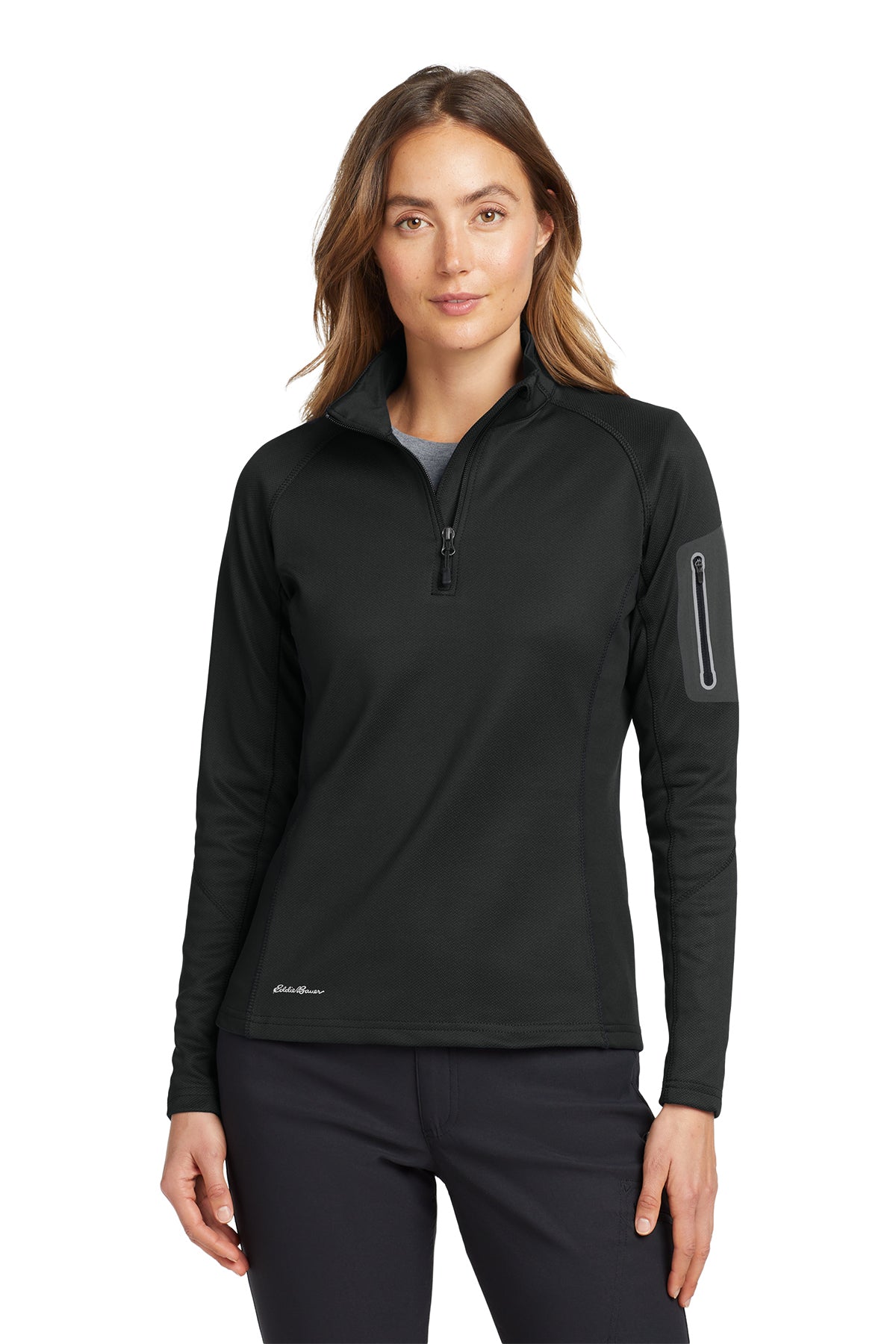 Eddie Bauer Women's 1/2-Zip Performance Fleece in Black, style EB235