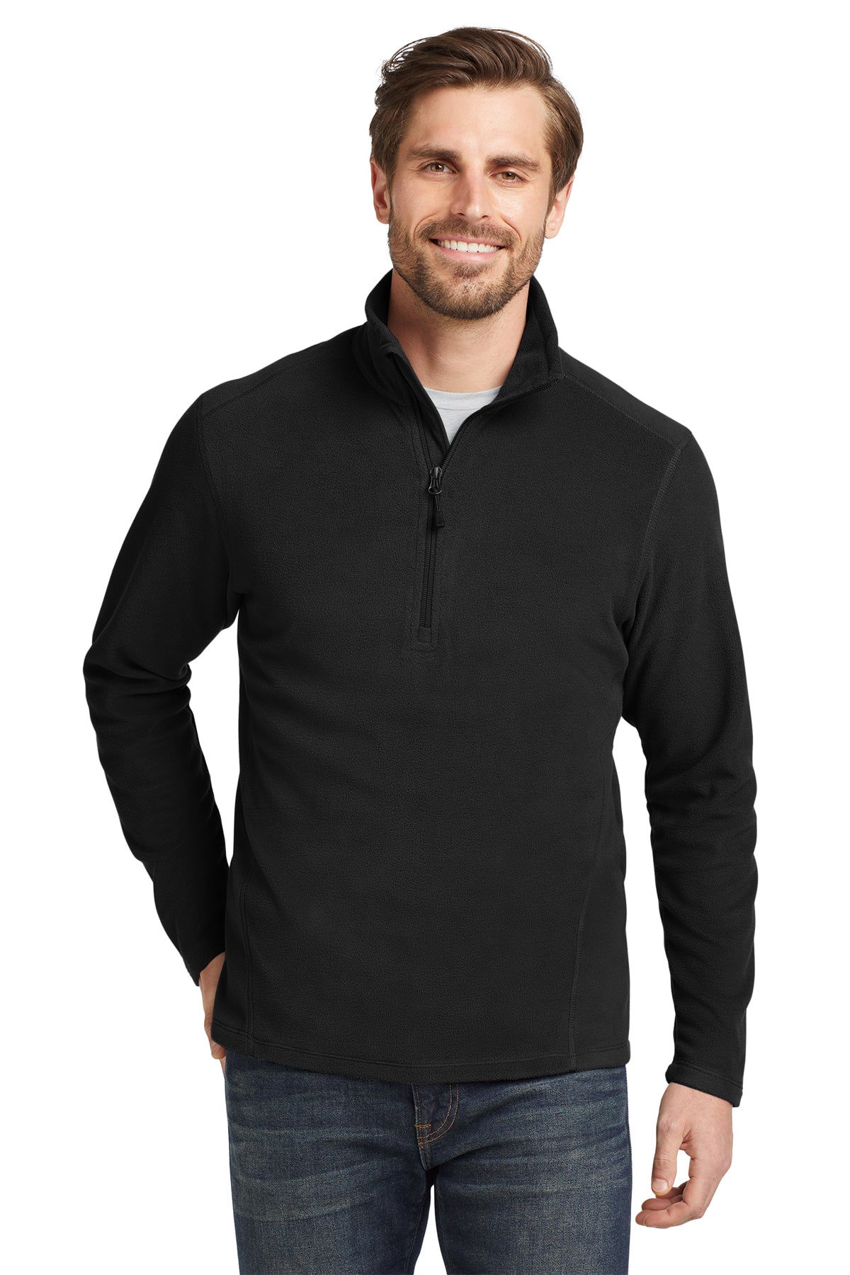 Eddie Bauer 1/2-Zip Microfleece Jacket in Black, style EB226