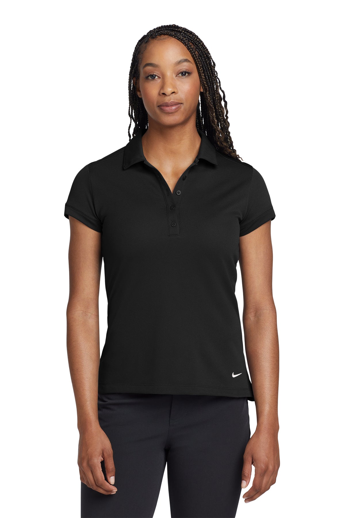 Nike Women's Dri-FIT Solid Icon Pique Modern Fit Polo in Black, style 746100