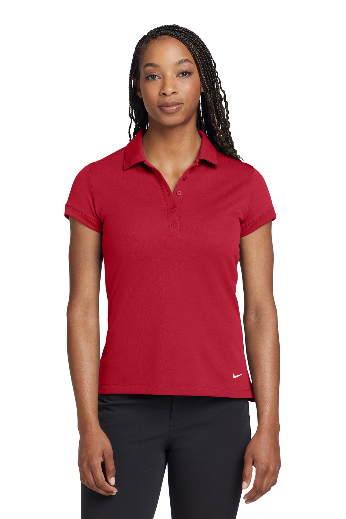 Nike Women's Dri-FIT Solid Icon Pique Modern Fit Polo in Gym Red, style 746100