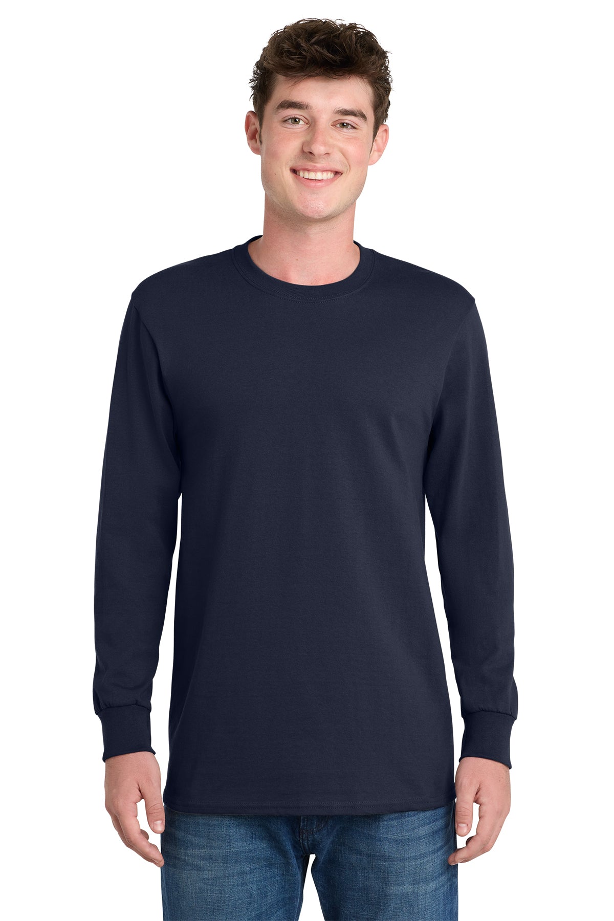 Port & Company Long Sleeve Essential Tee PC61LS in Deep Navy