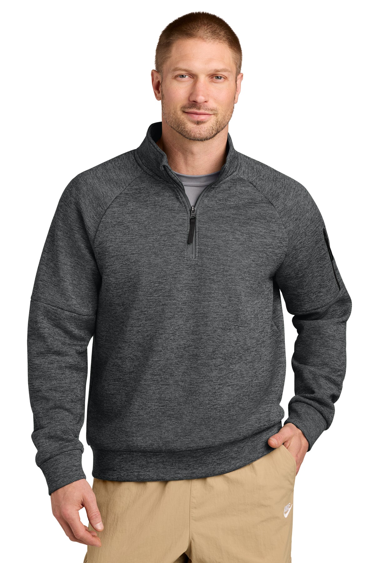 Nike Therma-FIT Pocket 1/4-Zip in Charcoal Heather, style NKIO8125