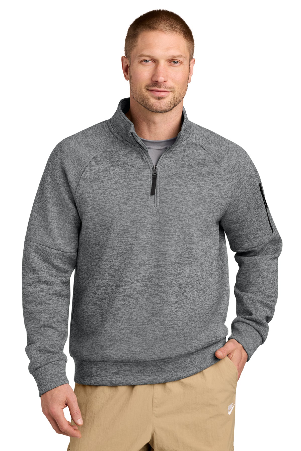 Nike Therma-FIT Pocket 1/4-Zip in Dark Grey Heather, style NKIO8125