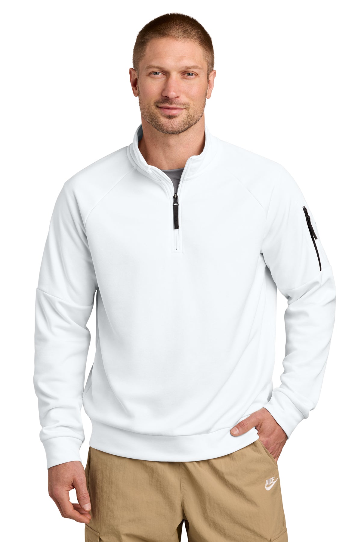 Nike Therma-FIT Pocket 1/4-Zip in White, style NKIO8125