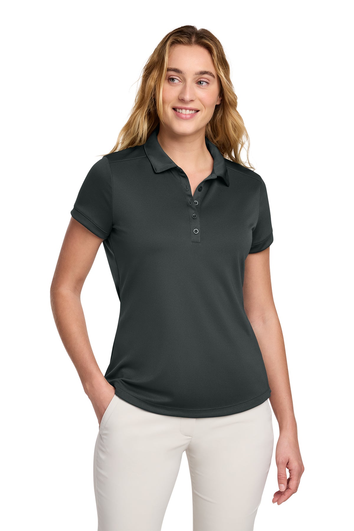 Nike Women's Dri-FIT Players Modern Fit Polo in Anthracite, style 811807