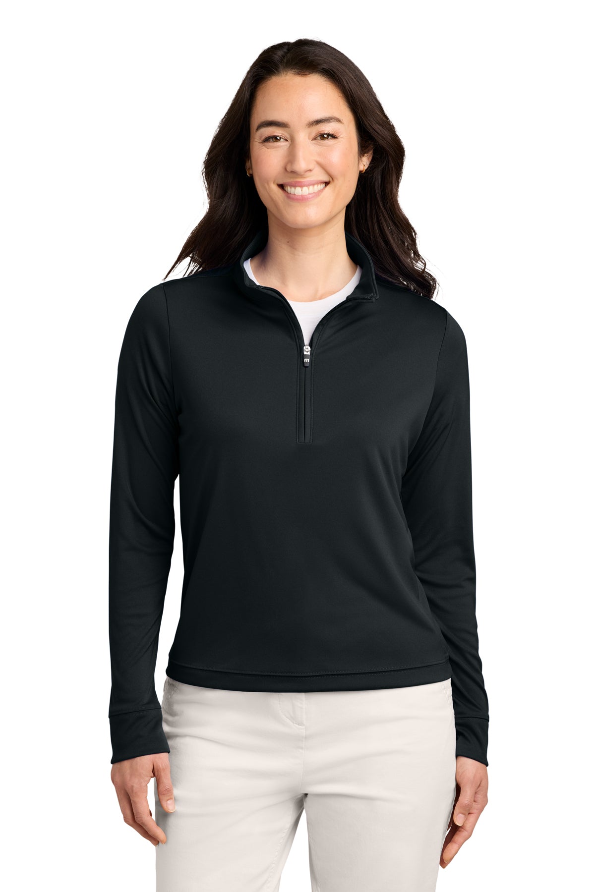 TravisMathew Women’s Coto 1/2-Zip in Black, style TMA42777