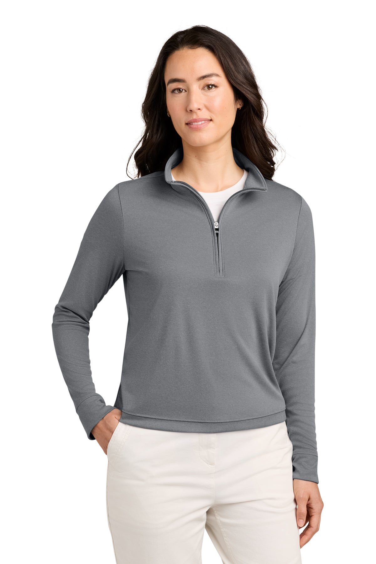 TravisMathew Women’s Coto 1/2-Zip in Quiet Shade Grey Heather, style TMA42777