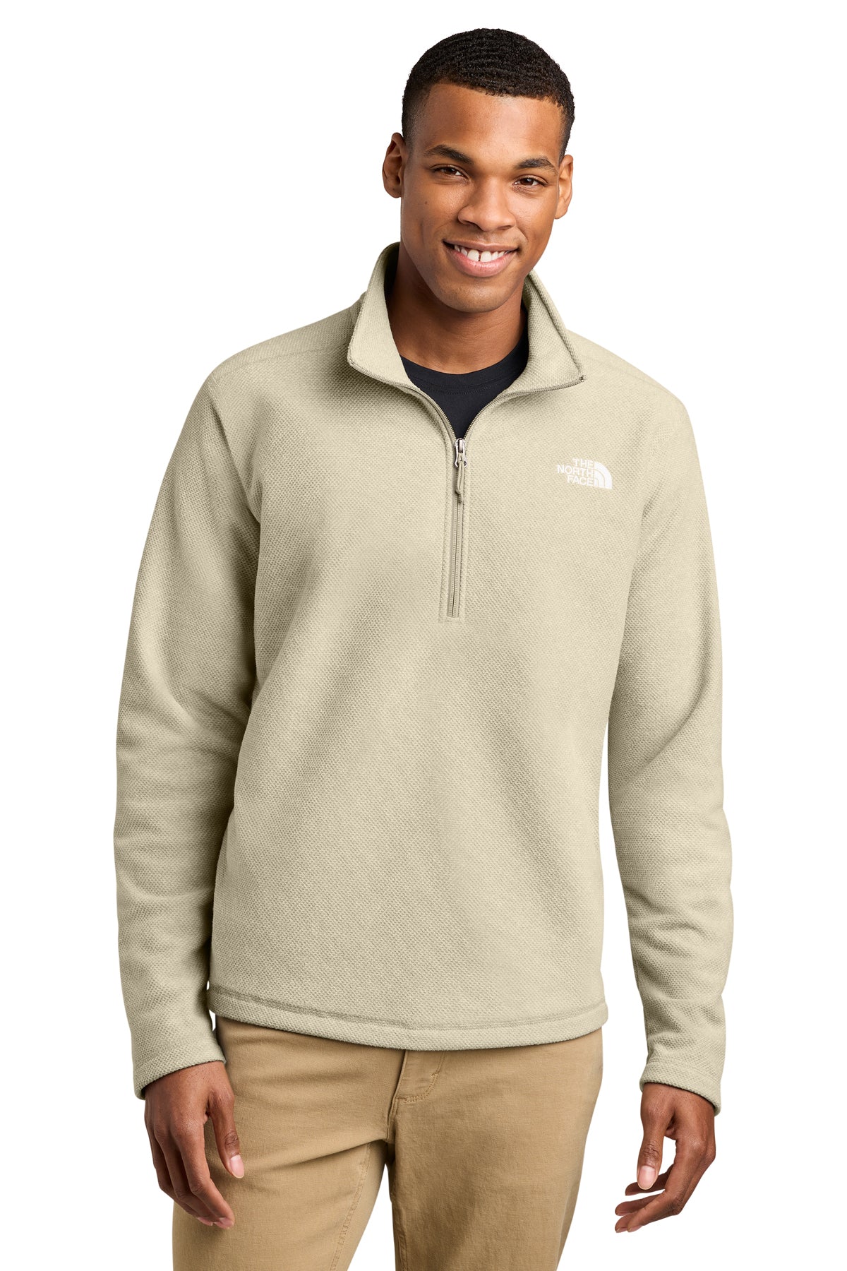 The North Face Textured Pine Grove 1/2-Zip in Gravel Heather, style NF0A8JF6