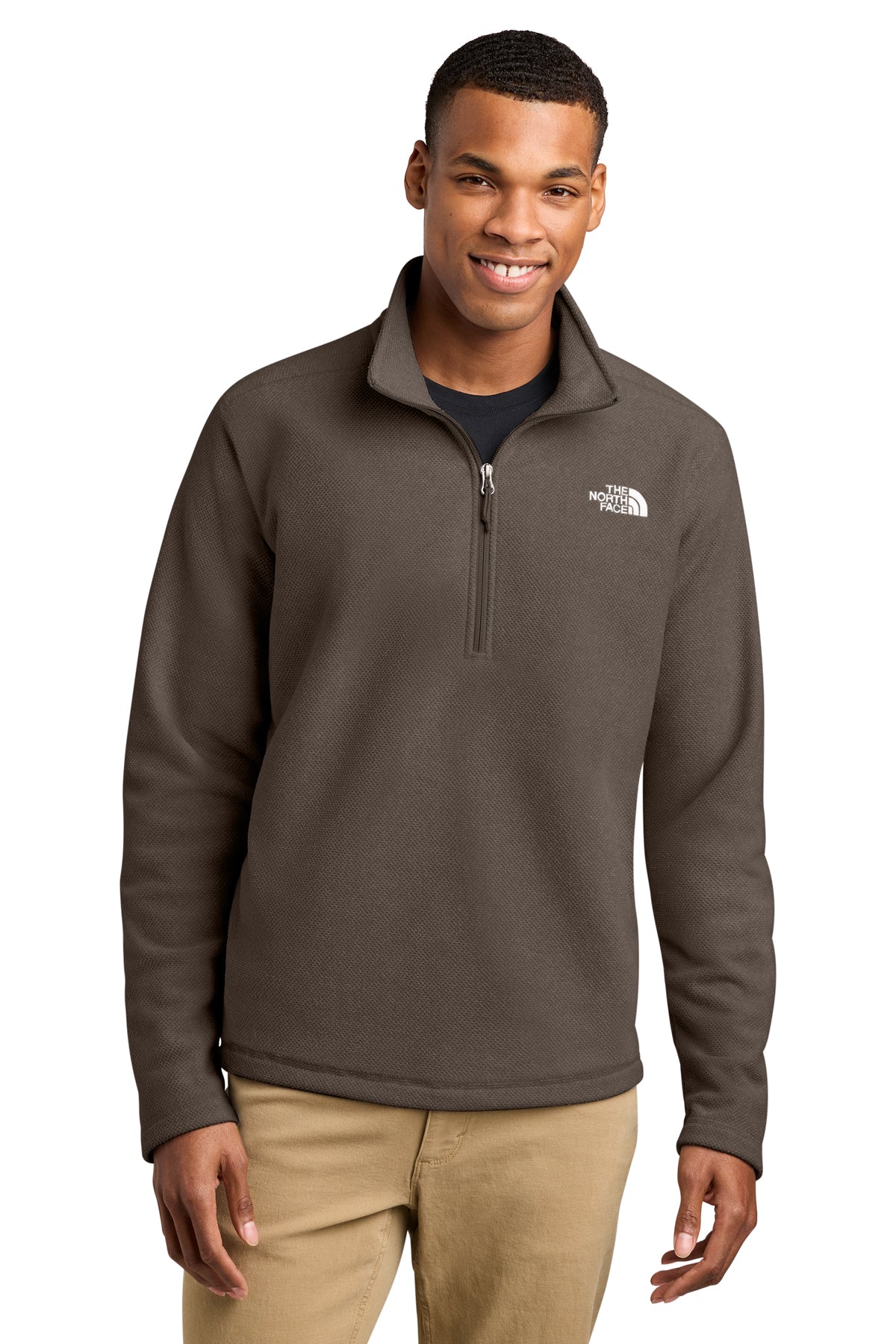 The North Face Textured Pine Grove 1/2-Zip in Smokey Brown Heather, style NF0A8JF6
