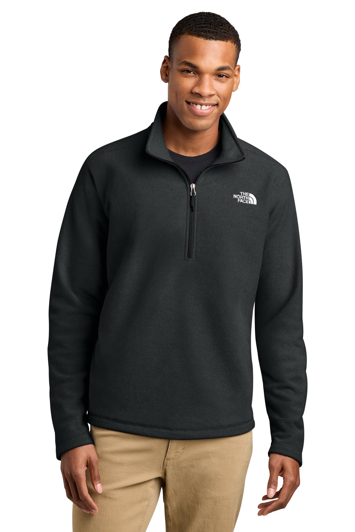 The North Face Textured Pine Grove 1/2-Zip in TNF Black Heather, style NF0A8JF6