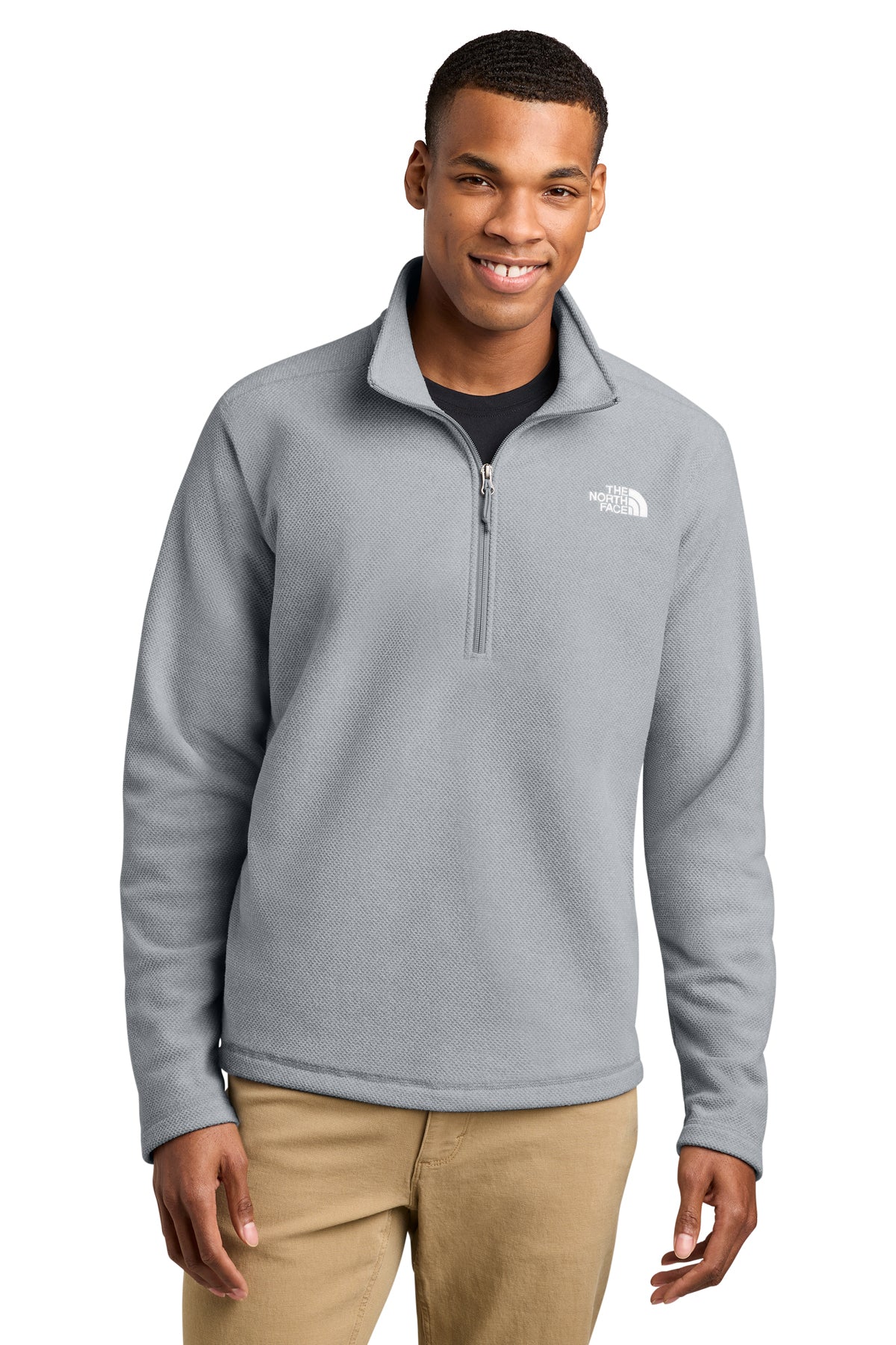 The North Face Textured Pine Grove 1/2-Zip in TNF Light Grey Heather, style NF0A8JF6