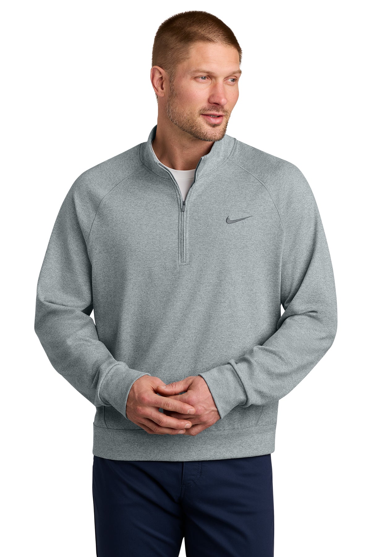 Nike Dri-FIT Primary 1/4-Zip in Cool Grey Heather, style NKIO8128