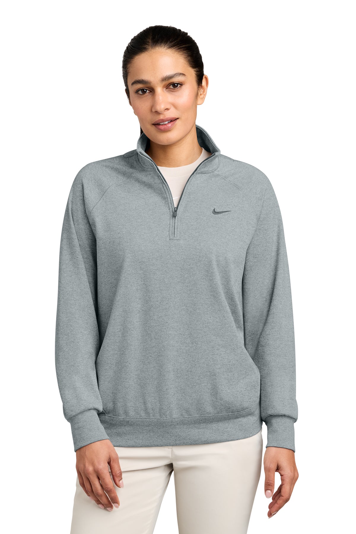 Nike Women’s Dri-FIT Primary 1/4-Zip in Cool Grey Heather, style NKIO8129