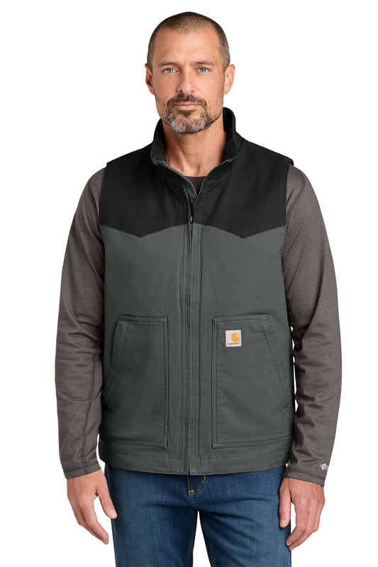 Carhartt® Montana Rugged Flex Duck Vest in Black/ Shadow Grey, style CT106433
