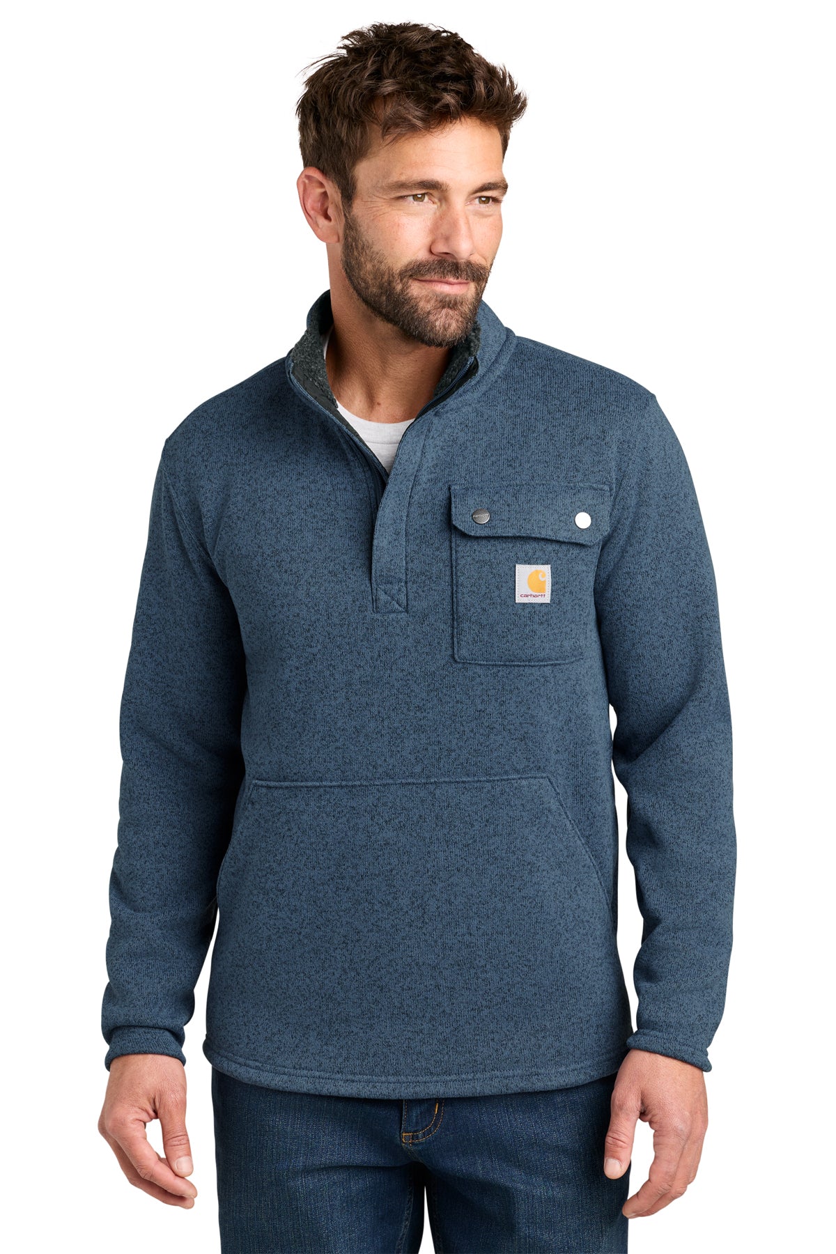 Carhartt® Midweight 1/4-Zip Sweater Fleece in Faded Navy, style CT106378