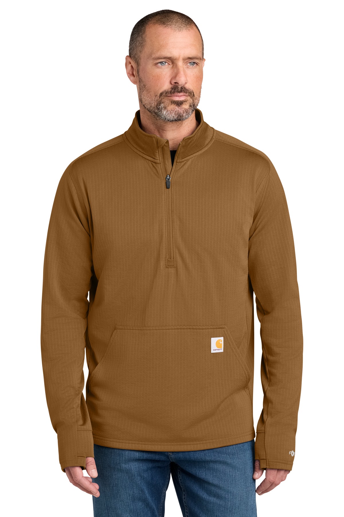 Carhartt® Force 1/2-Zip Grid Fleece in Carhartt Brown, style CT107814