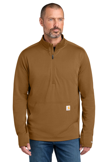 Carhartt® Force 1/2-Zip Grid Fleece in Carhartt Brown, style CT107814