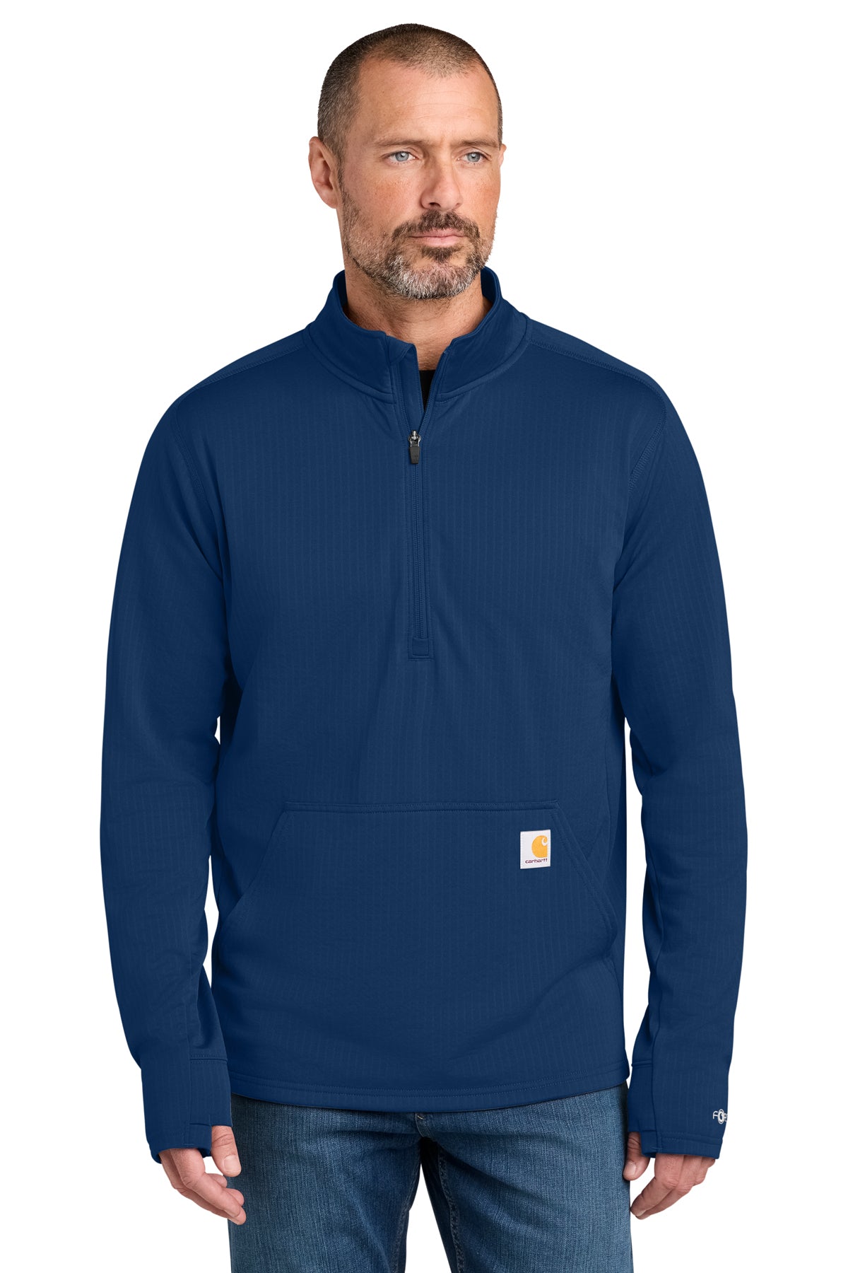 Carhartt® Force 1/2-Zip Grid Fleece in Dark Cobalt Blue, style CT107814