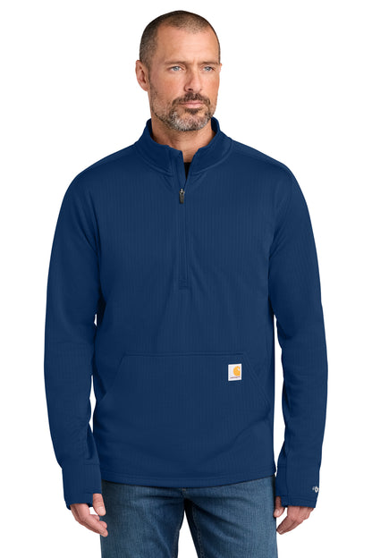 Carhartt® Force 1/2-Zip Grid Fleece in Dark Cobalt Blue, style CT107814
