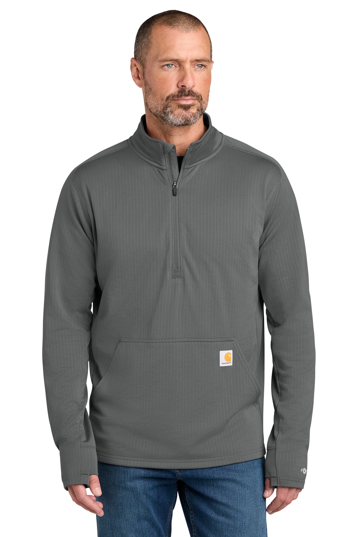 Carhartt® Force 1/2-Zip Grid Fleece in Steel, style CT107814