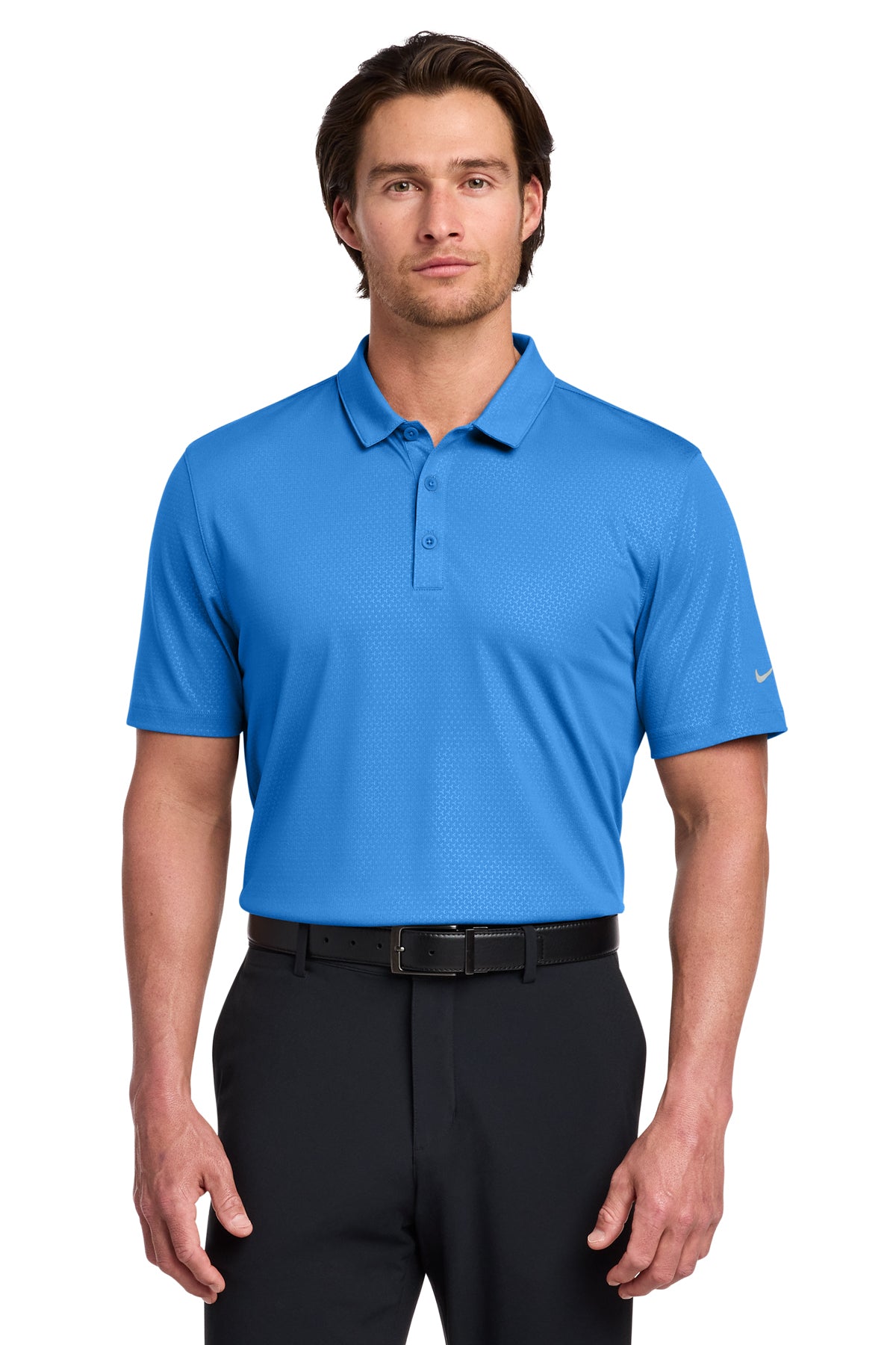 Nike Dri-FIT Embossed Tri-Blade Polo in Brisk Blue, style 838964