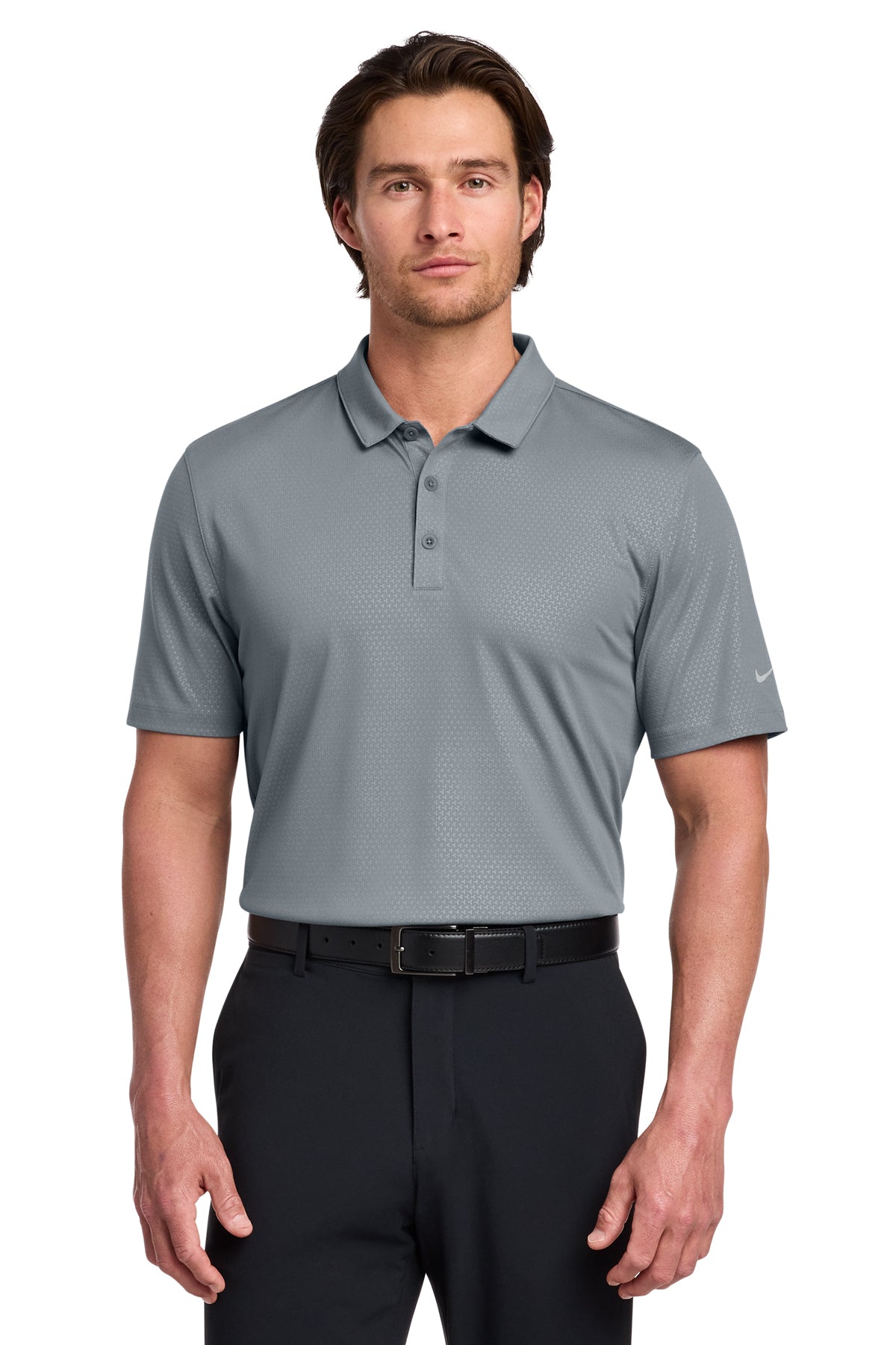 Nike Dri-FIT Embossed Tri-Blade Polo in Cool Grey, style 838964