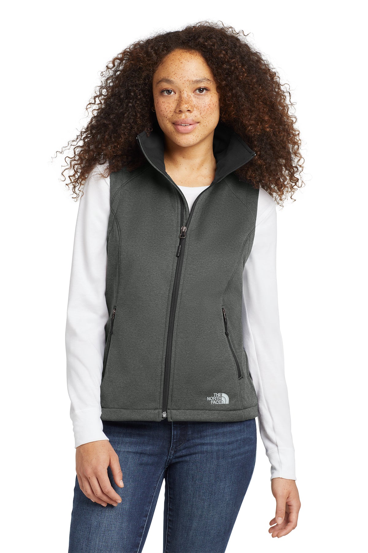 The North Face Women's Ridgewall Soft Shell Vest in TNF Dark Grey Heather, style NF0A3LH1