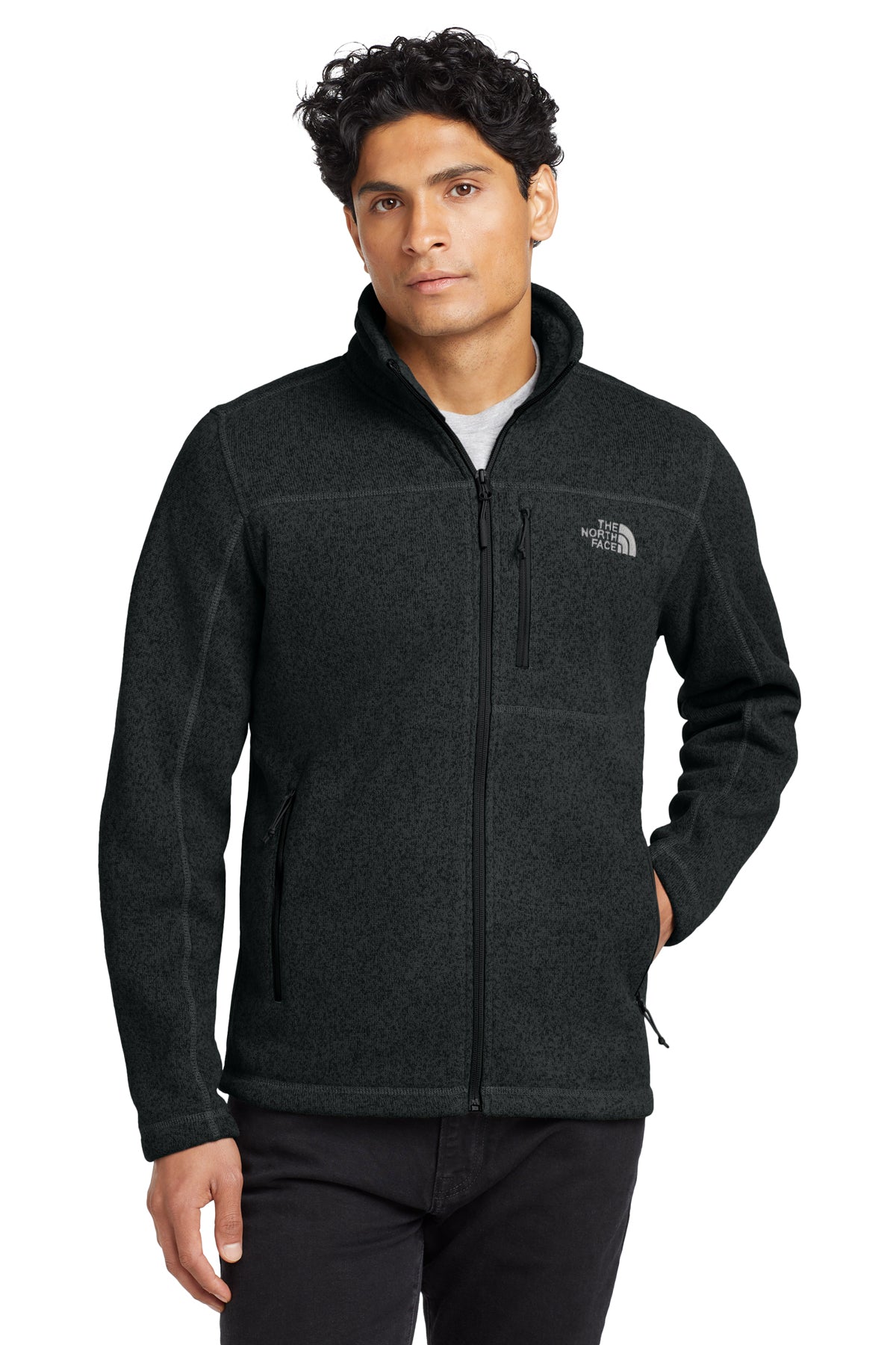The North Face Sweater Fleece Jacket in TNF Black Heather, style NF0A3LH7