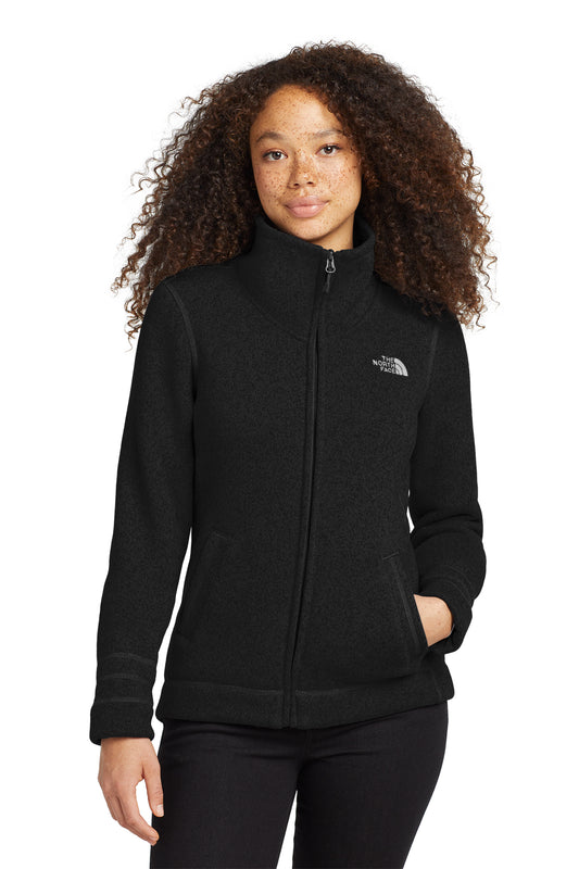 The North Face Women's Sweater Fleece Jacket in TNF Black Heather, style NF0A3LH8