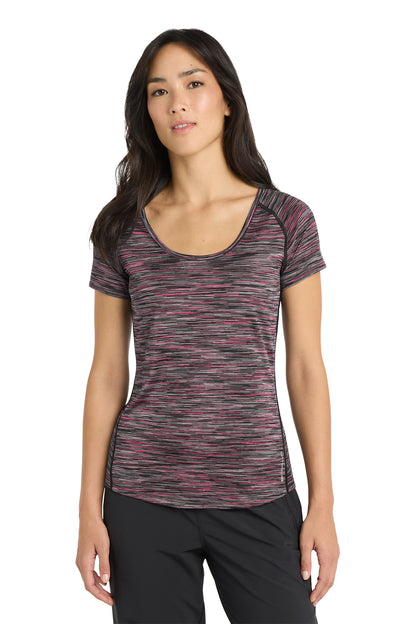 OGIO Women's Verge Scoop Neck in Fierce Coral Space Dye, style LOE326