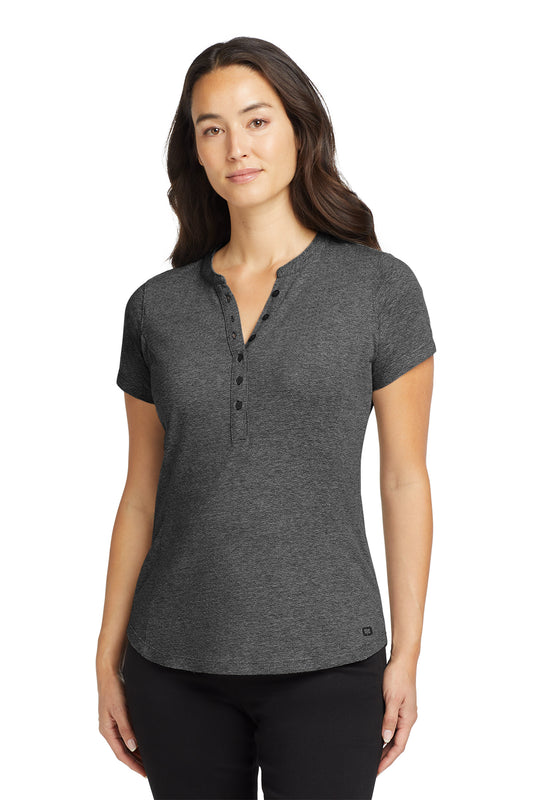 OGIO Women's Tread Henley in Blacktop Heather, style LOG136