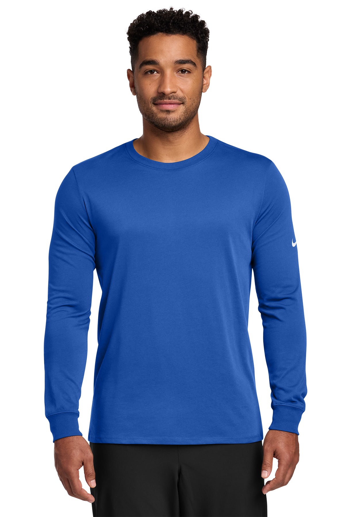 Nike Dri-FIT Cotton/Poly Long Sleeve Tee in Rush Blue, style NKBQ5230