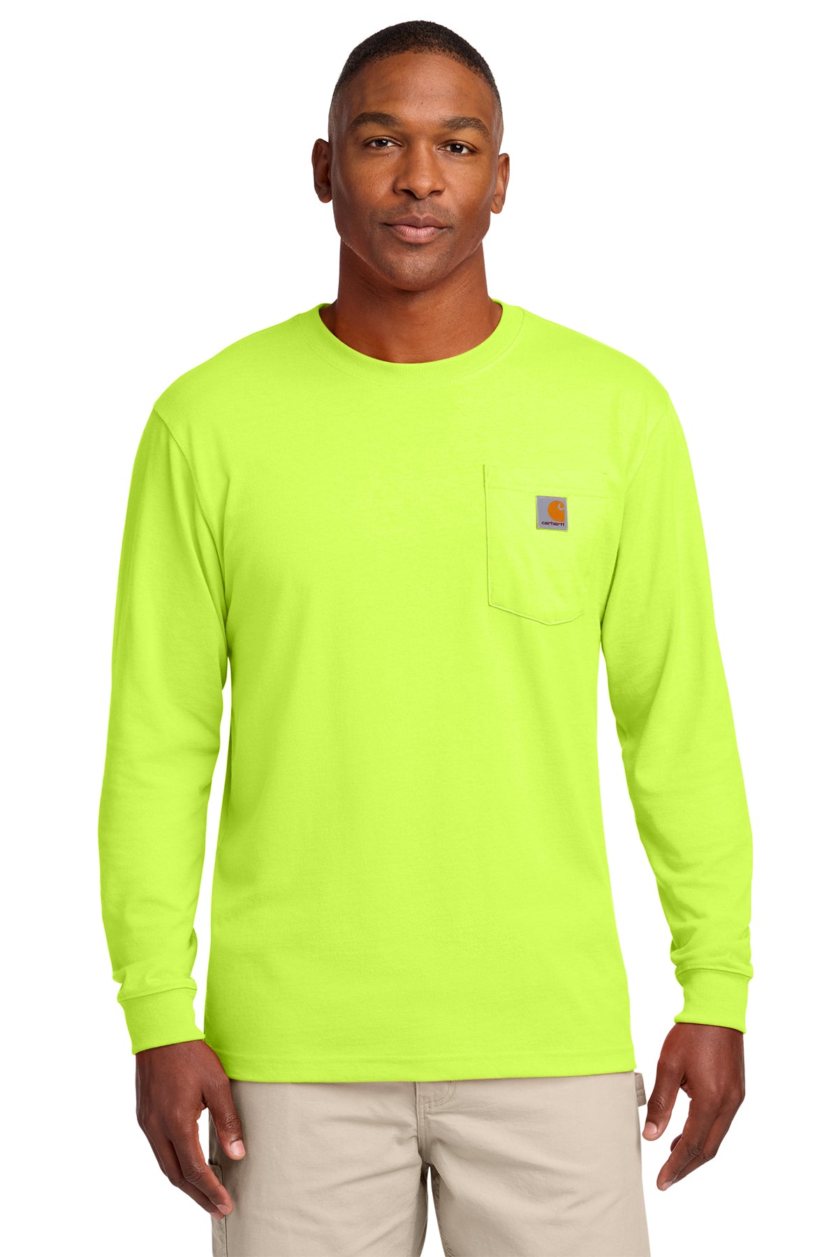 Carhartt® Workwear Pocket Long Sleeve T-Shirt in Brite Lime, style CTK126