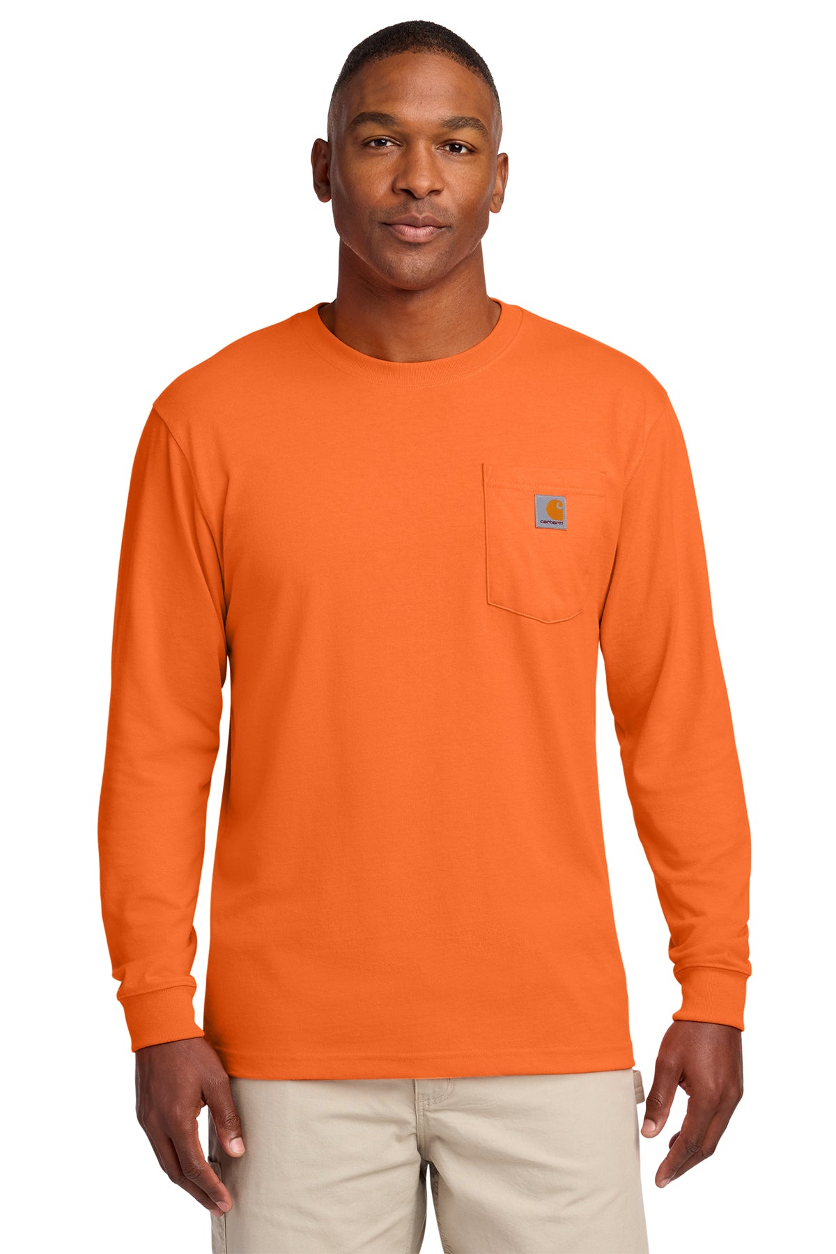 Carhartt® Workwear Pocket Long Sleeve T-Shirt in Brite Orange, style CTK126